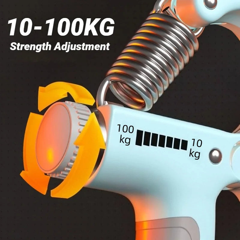 10-100Kg Adjustable Hand Grip Strengthener Trainer with Counter Wrist Forearm