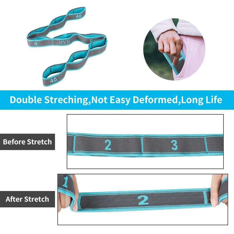 Elastic Yoga Stretching Strap with Loops, Stretch Strap for Ballet, Leg, Body...