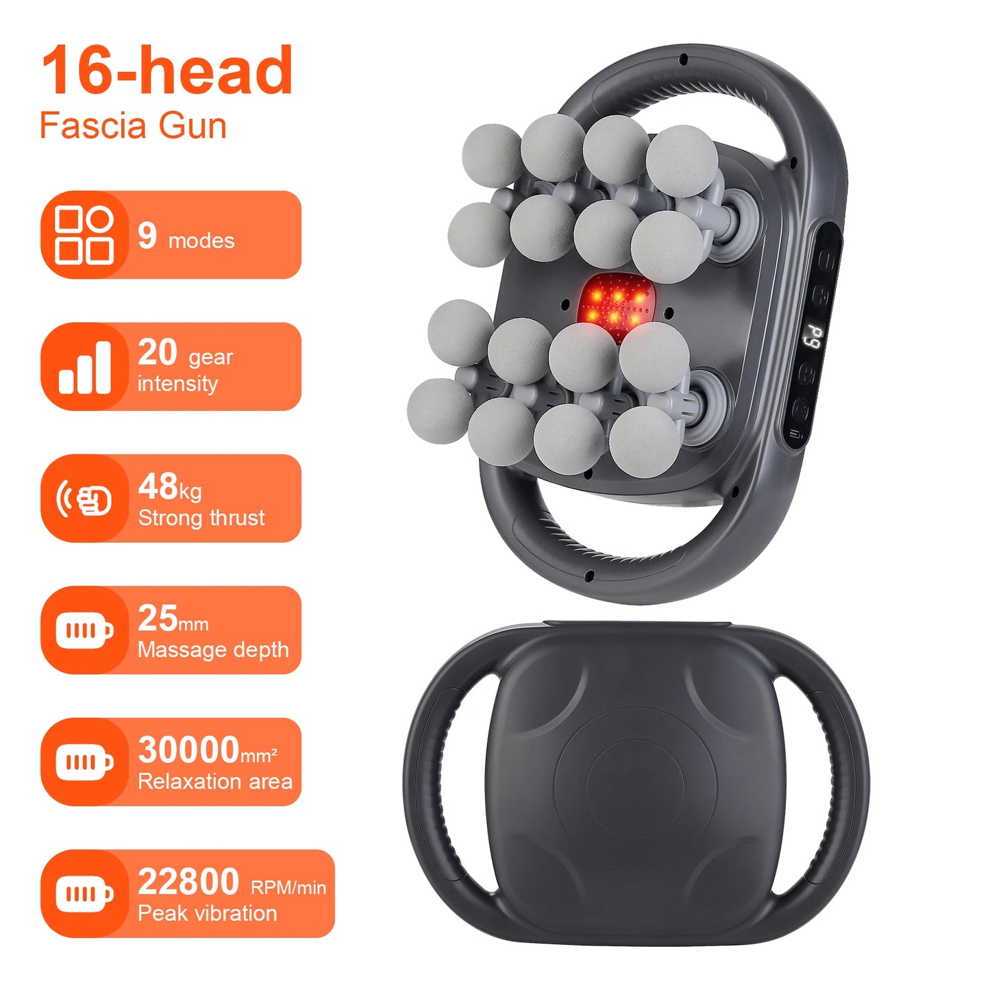 16-Head Fascia Gun High-Frequency Vibration Body Massage...