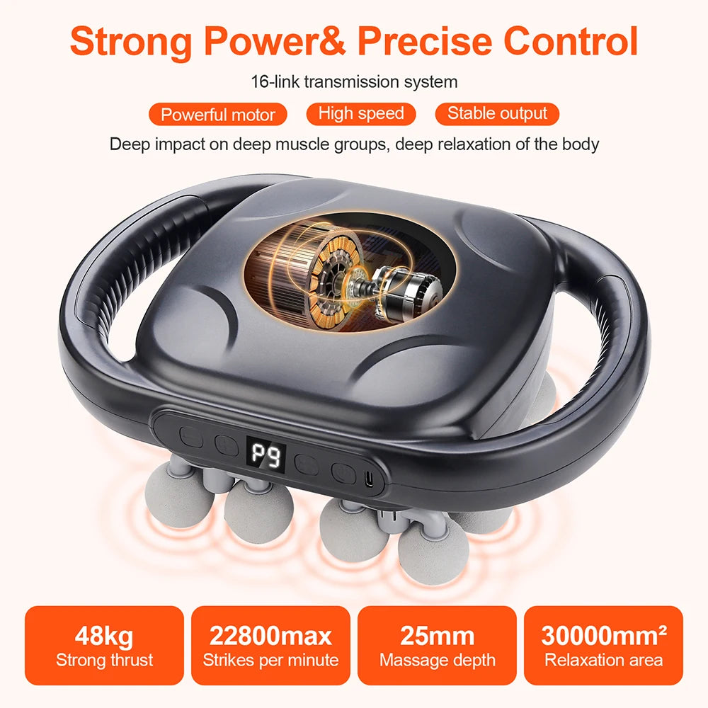 16-Head Fascia Gun High-Frequency Vibration Body Massage...