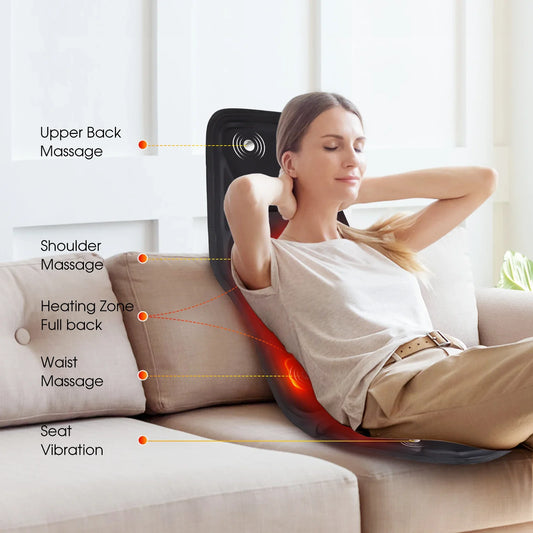 Back Massager Infrared Full-Body Massage Chair Cushion Heating Vibrator 