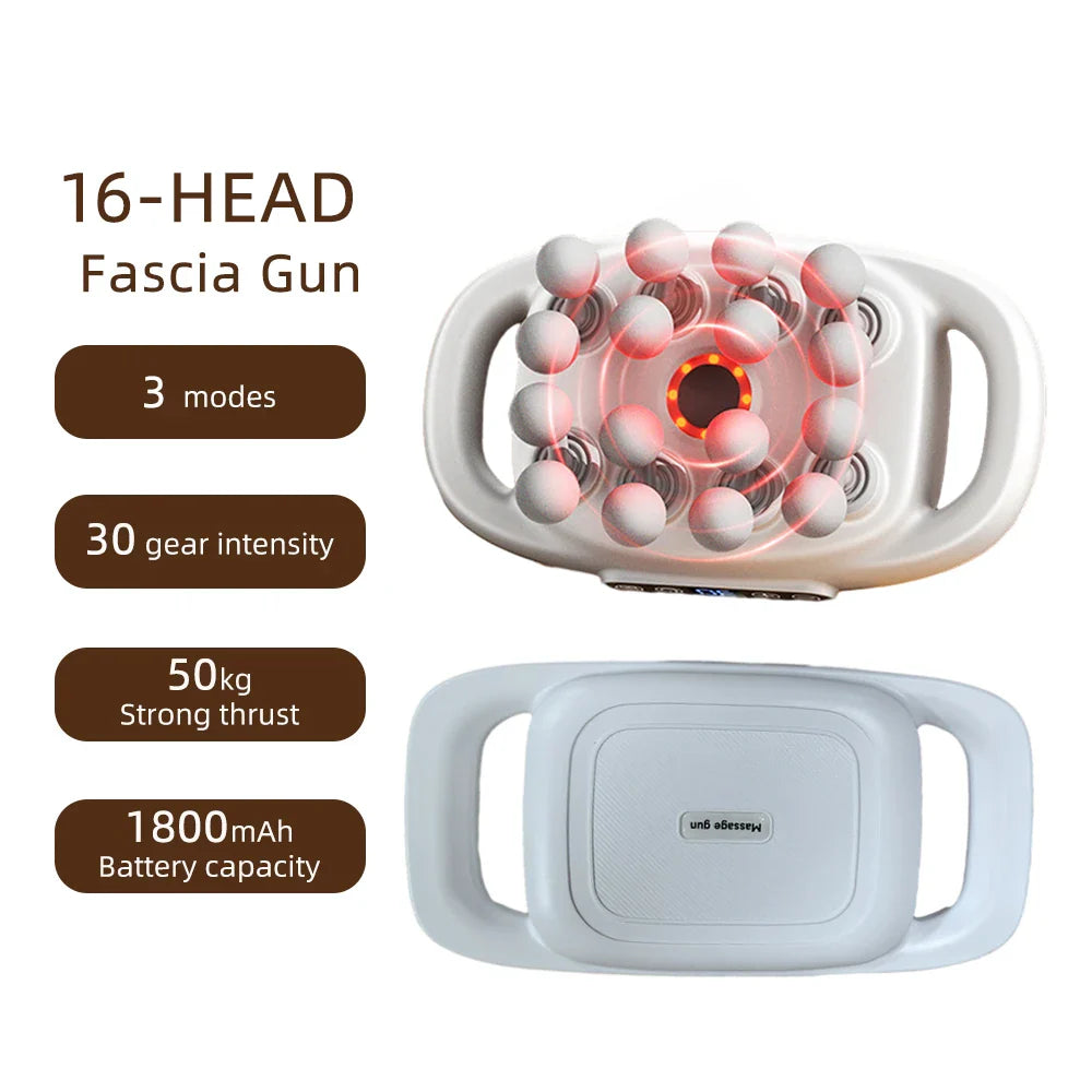 16-Head Fascia Gun High-Frequency Vibration Body Massage...