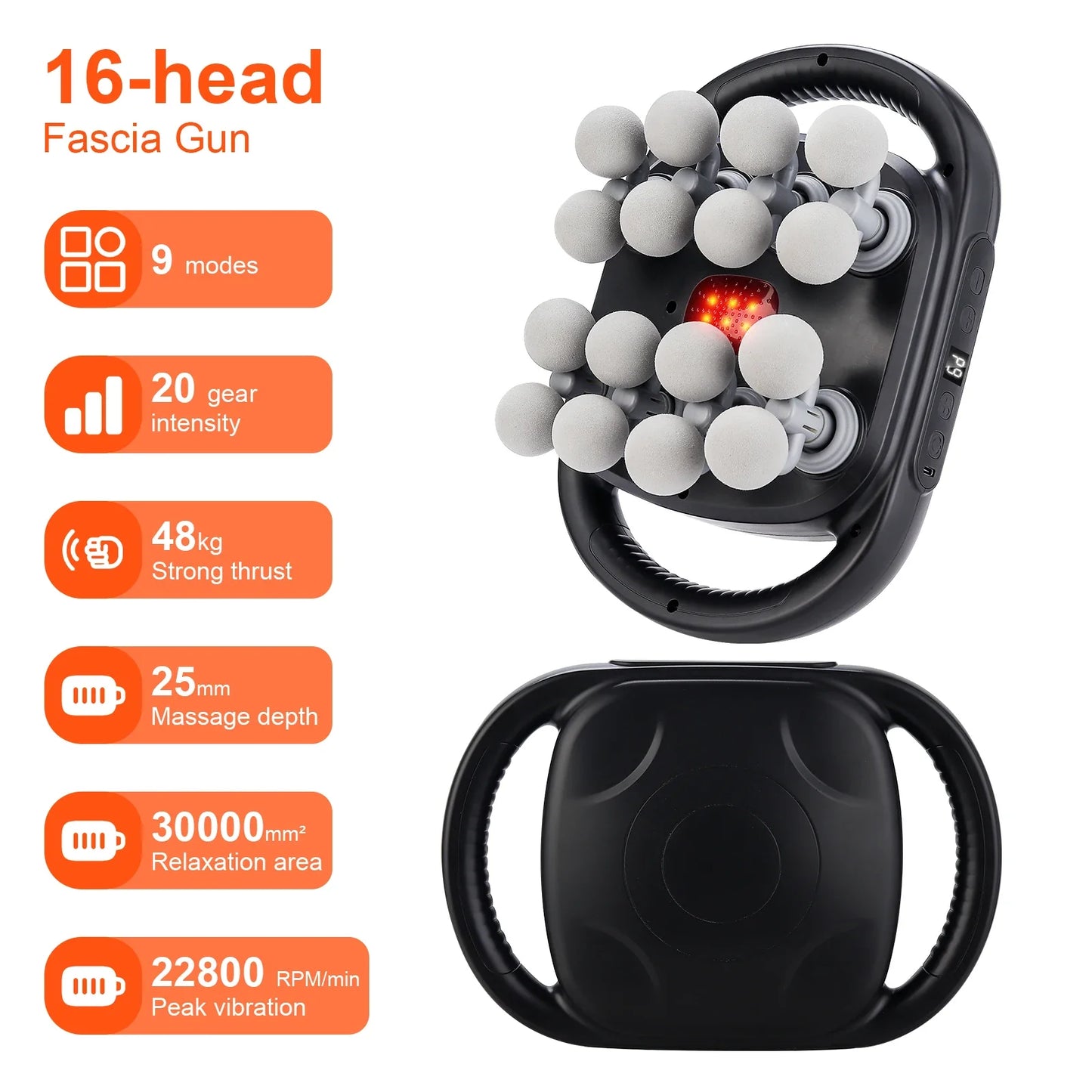 16-Head Fascia Gun High-Frequency Vibration Body Massage...