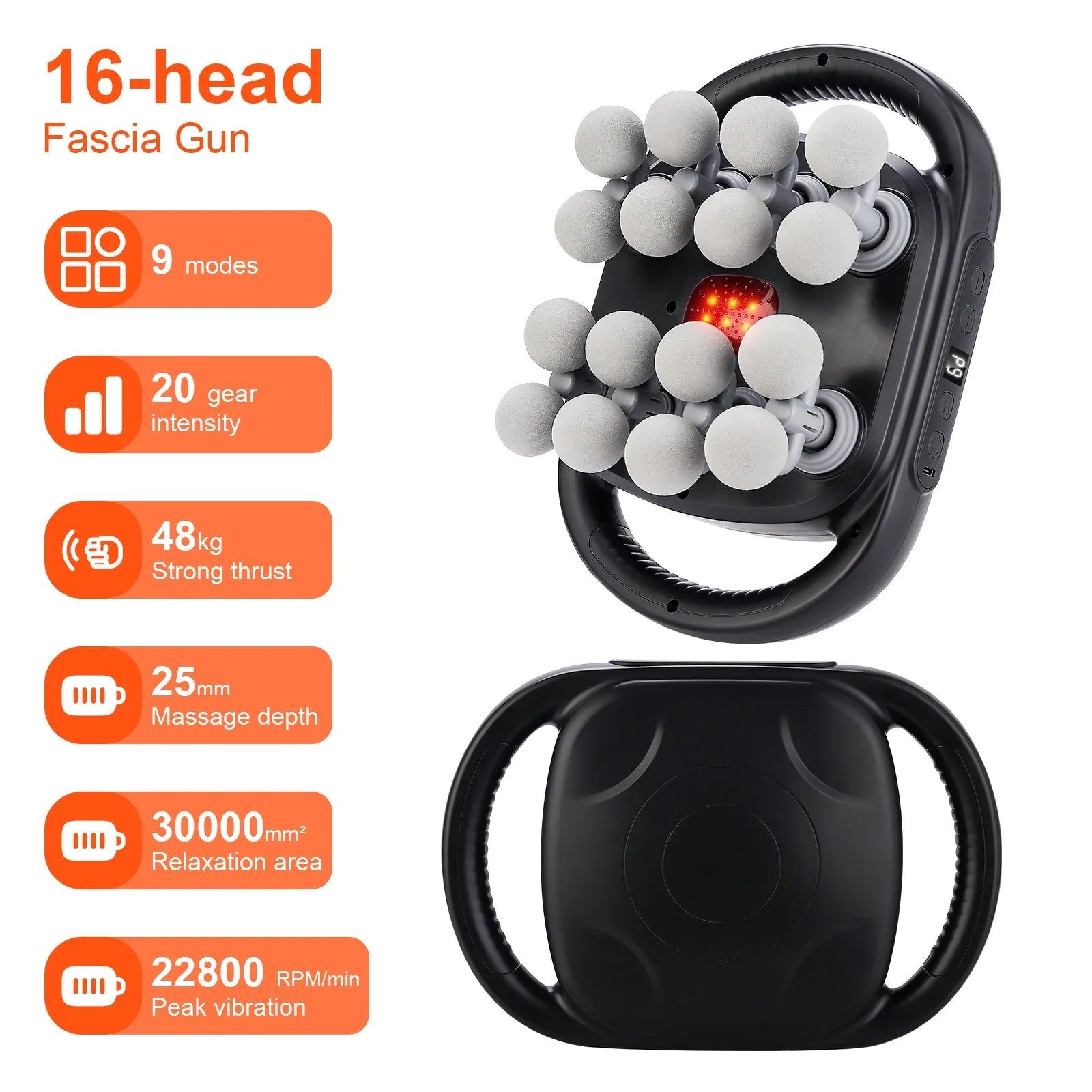 16-Head Fascia Gun High-Frequency Vibration Body Massage...