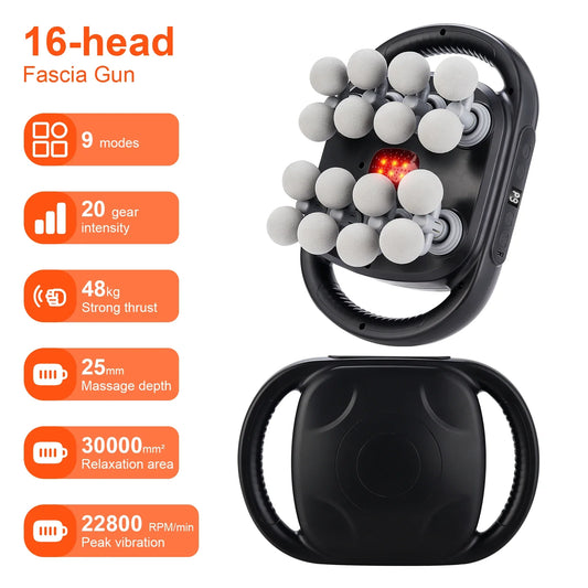 16-Head Fascia Gun High-Frequency Vibration Body Massage...